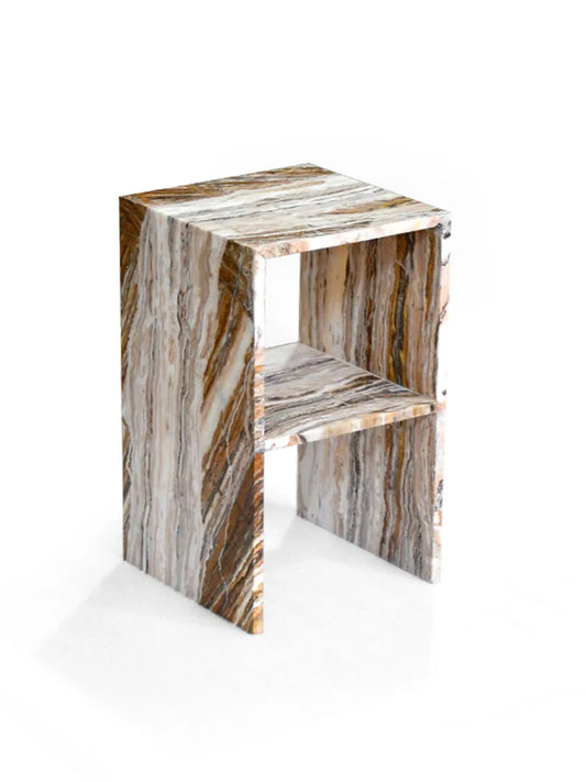 Silver Dragon Jade Marble Side Table - Plinth Monolith Pedestal - Architectural Natural Stone Furniture | LuxuryMarbleHome