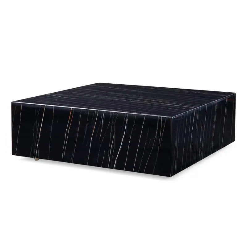 Lauren Black Gold Marble Cube Coffee Table - Monolithic Block Design - Architectural Natural Stone Furniture | LuxuryMarbleHome