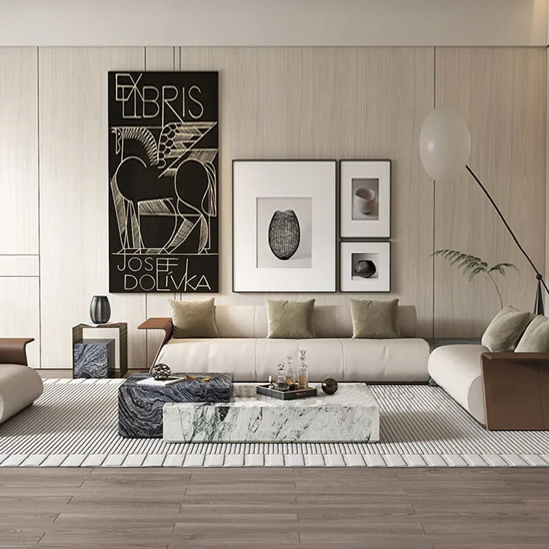 Modern Interlocking Marble Coffee Table - Stepped Monolithic Design - Architectural Natural Stone Furniture | LuxuryMarbleHome