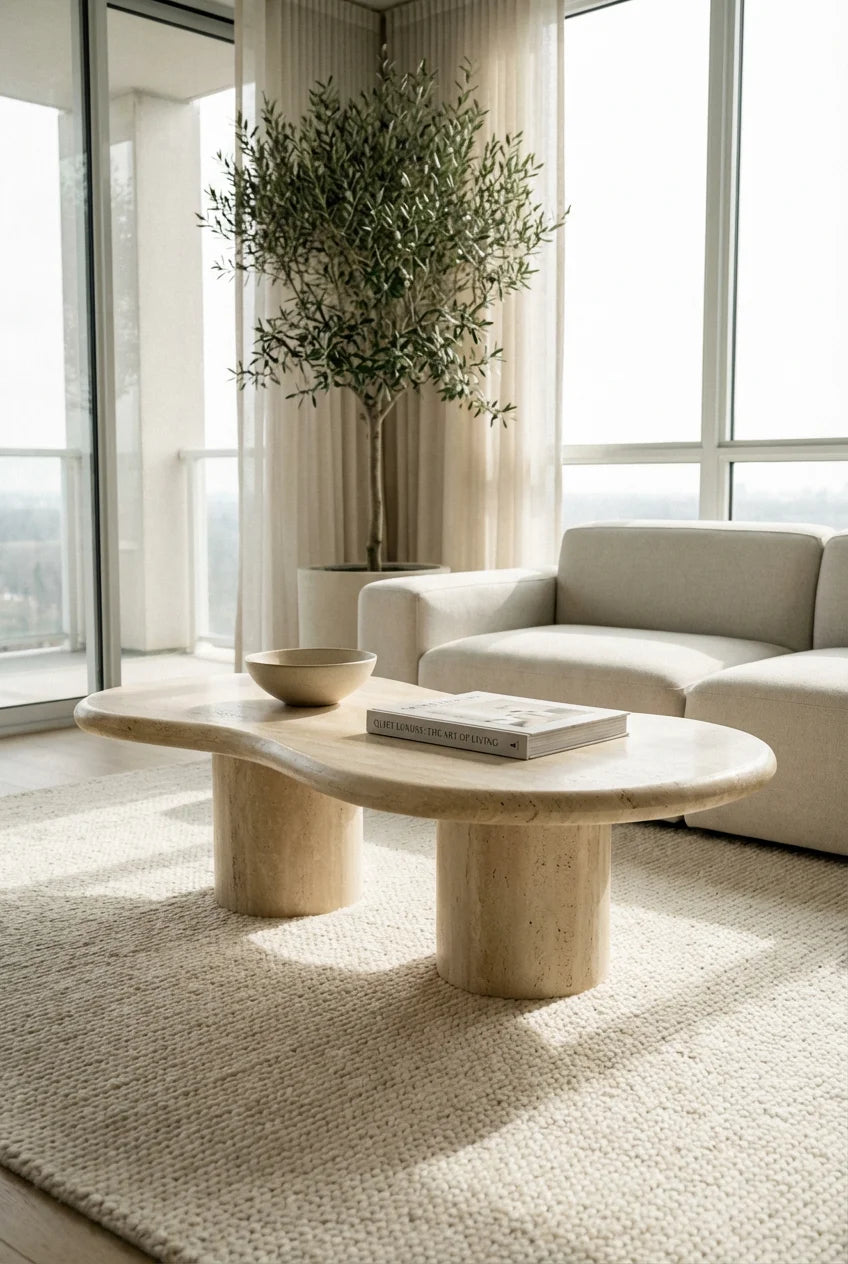 LuxuryMarbleHome | C-014 Organic Sculptural Travertine Coffee Table | 100% Solid Natural Stone - Architectural Natural Stone Furniture | LuxuryMarbleHome