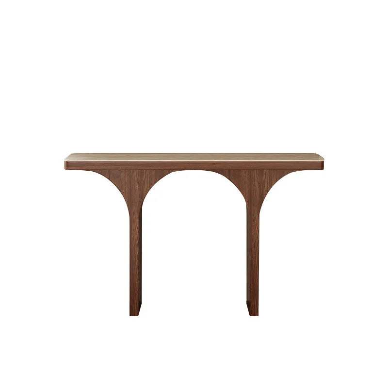 The Archway: Travertine Sintered Stone & Walnut Console - Architectural Natural Stone Furniture | LuxuryMarbleHome