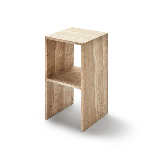 Roman Beige Marble Side Table - Imported Architectural Plinth Pedestal - Architectural Natural Stone Furniture | LuxuryMarbleHome