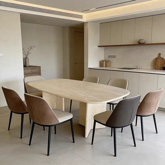The Meridian Oval: Sculptural Natural Travertine Dining Table