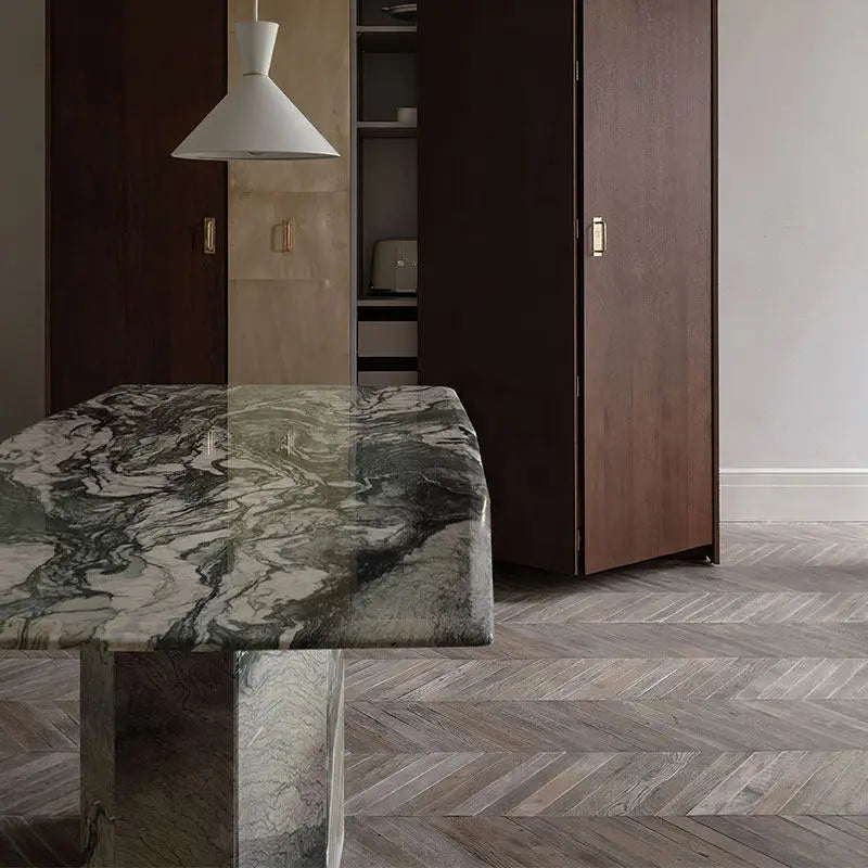 The Sculptural Landscape: Purple Landscape Marble Rectangular Dining Table