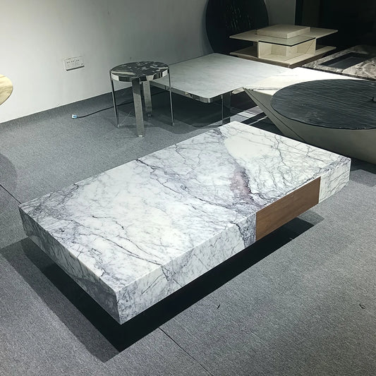 The Frost Blossom: Xiangxuemai Marble X-Base Coffee Table