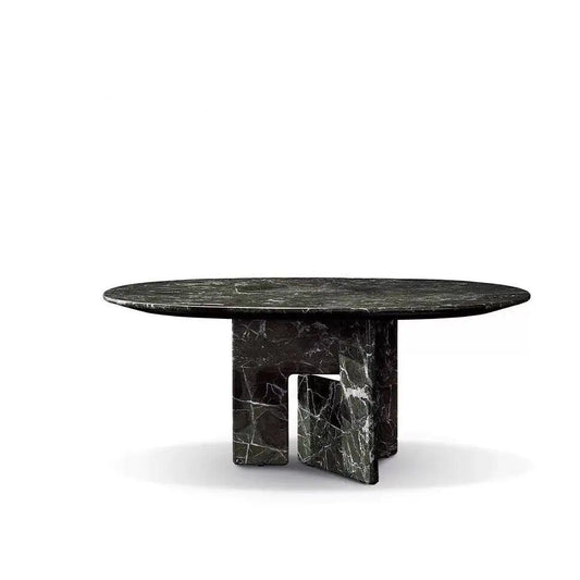 The Meridian: Monolithic Verde Alpi Marble Round Dining Table