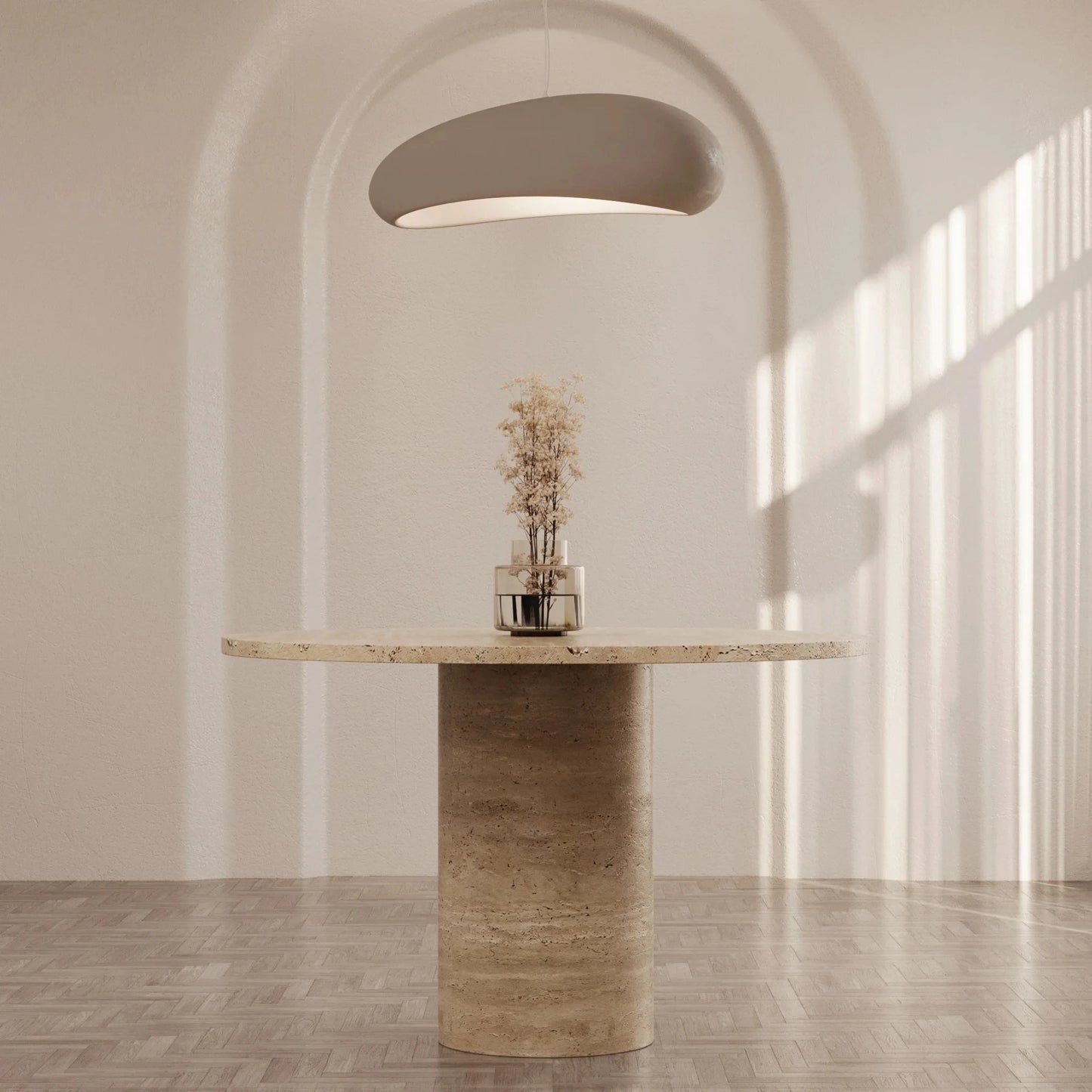Carla 51 inch Italian Travertine Round Dining Table - Mediterranean Minimalism | Worldwide Shipping Available - Architectural Natural Stone Furniture | LuxuryMarbleHome