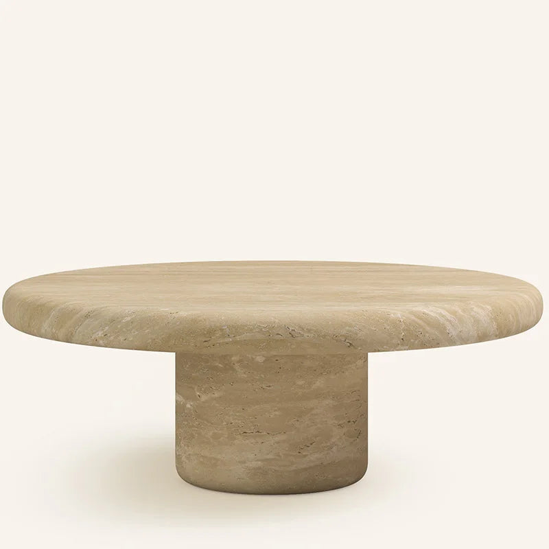 Artisan 47 inch Natural Travertine Coffee Table - Handcrafted Stone Design | Worldwide Shipping Available - Architectural Natural Stone Furniture | LuxuryMarbleHome