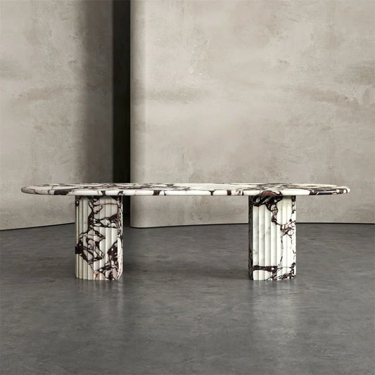 A Dining Monument: LuxuryMarbleHome Unveils the Calacatta Viola Monolithic Dining Table
