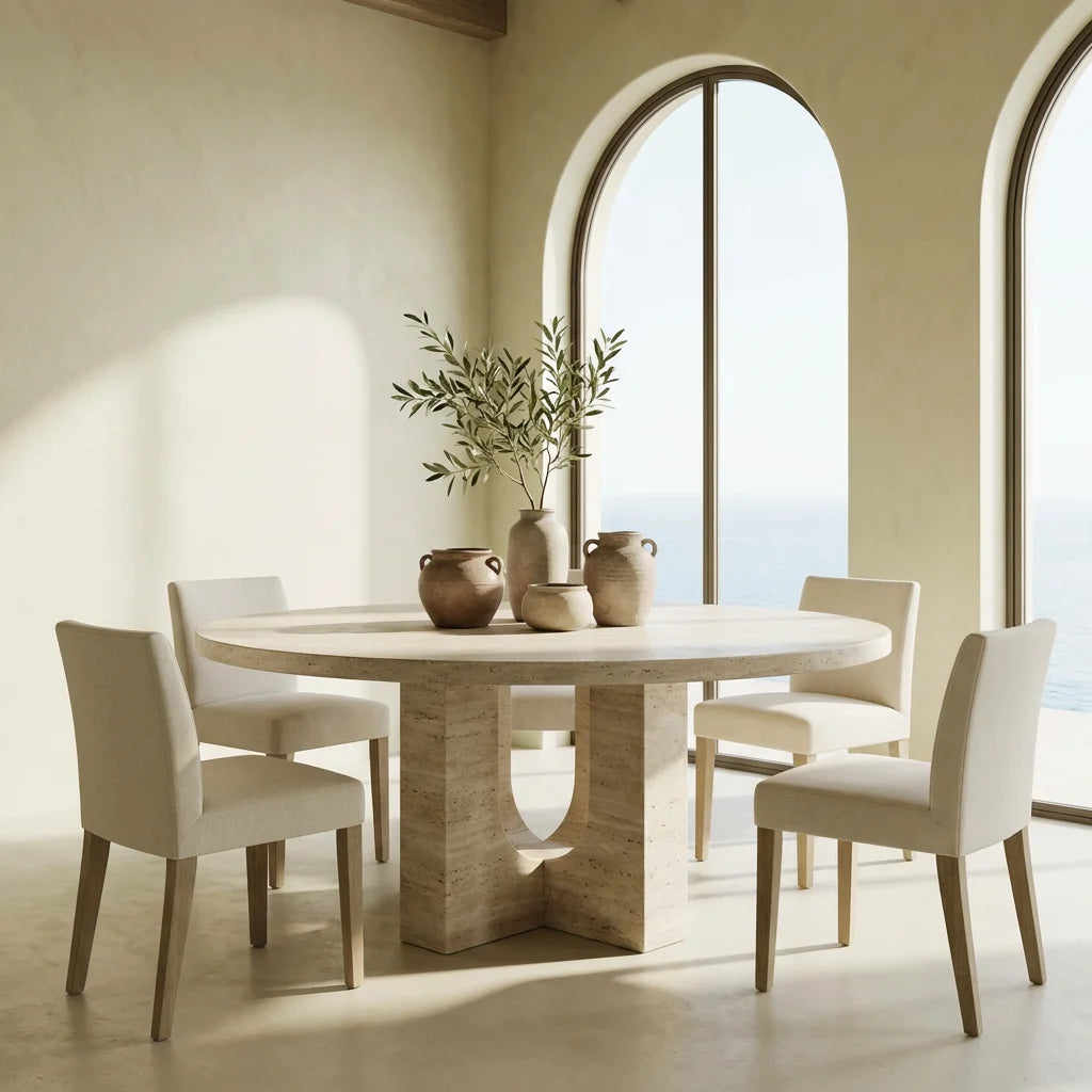 The Art of the Monolith: Why a Travertine Dining Table is the Heart of a Modern Home