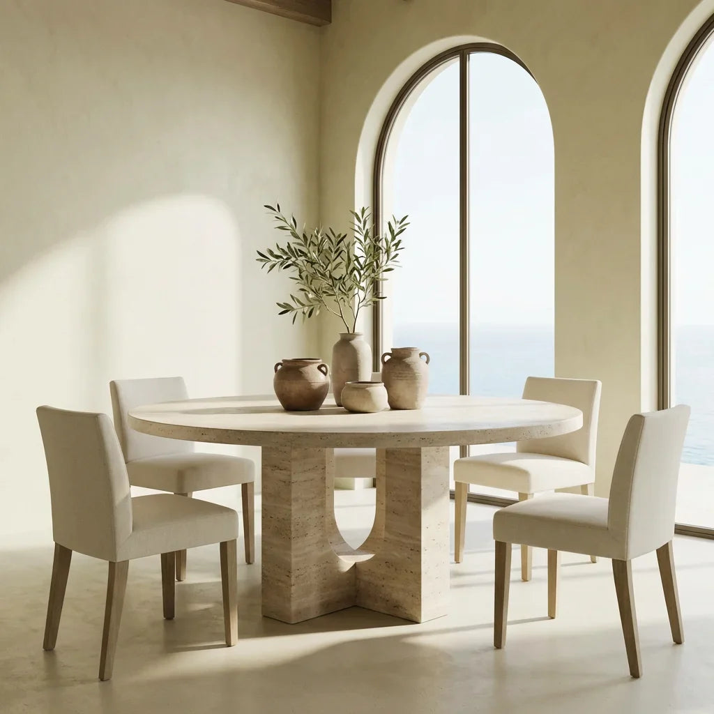 The Art of the Monolith: Why a Travertine Dining Table is the Heart of a Modern Home