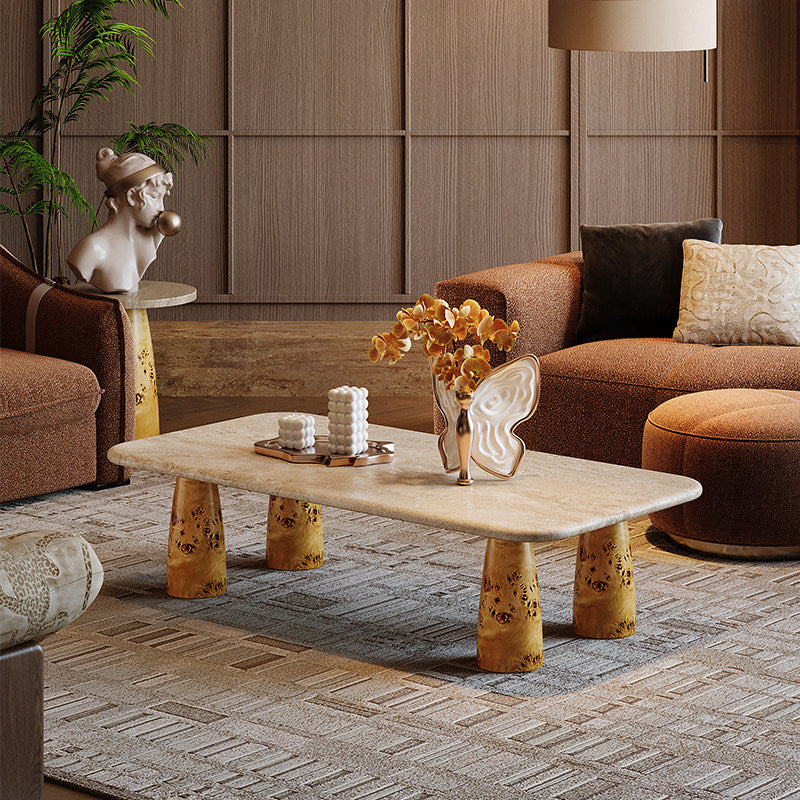 Travertine Coffee Table - Architectural Natural Stone Furniture | LuxuryMarbleHome