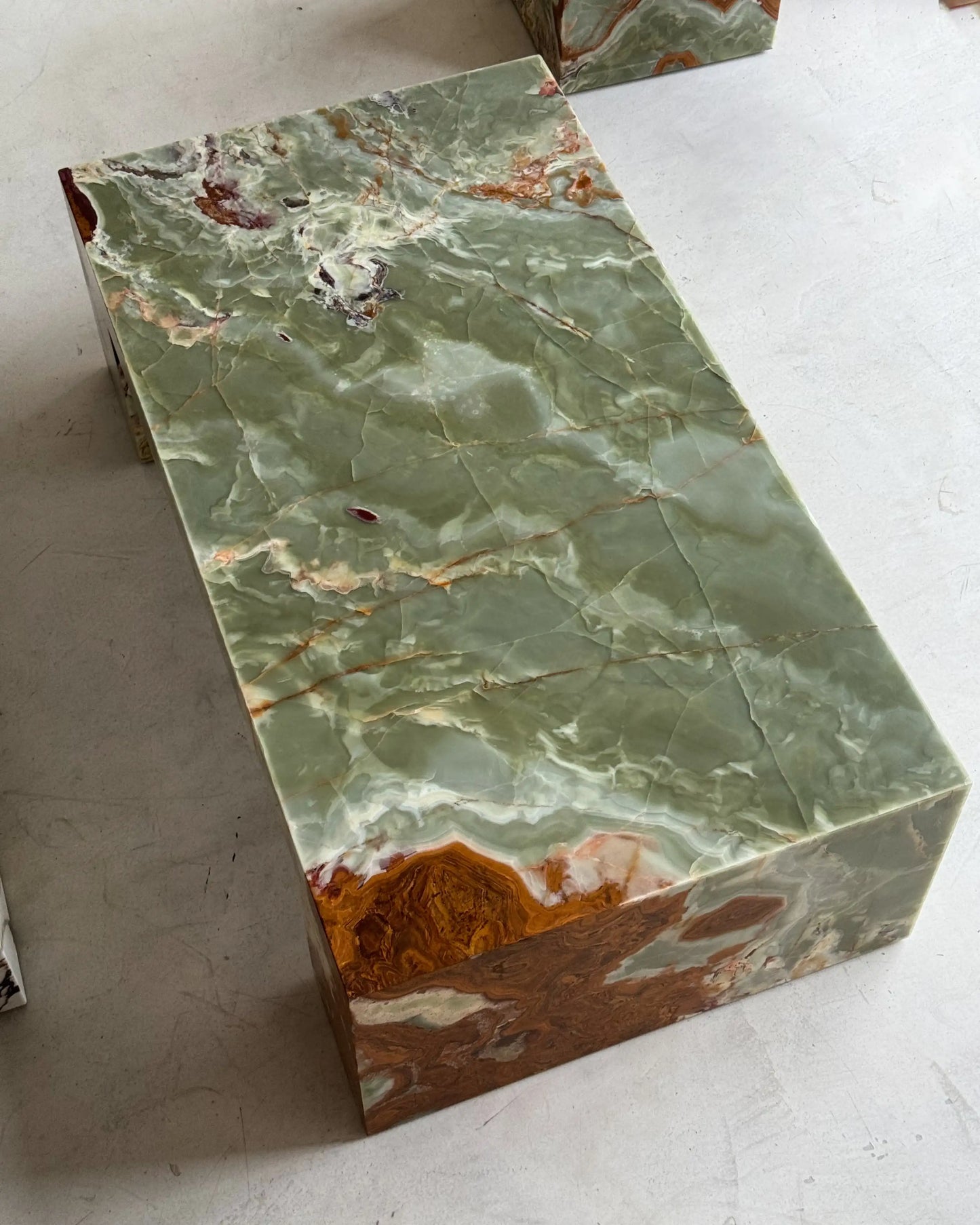 Ethereal Green Onyx Marble Coffee Table - Minimalist Monolithic Block - Architectural Natural Stone Furniture | LuxuryMarbleHome