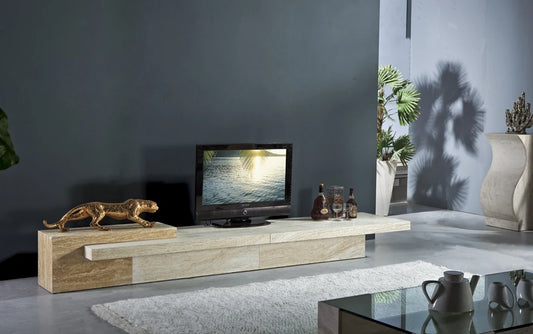 LuxuryMarbleHome | Ultimate 280cm Solid Stone TV Stand | Foshan Artisan Masterpiece | 1