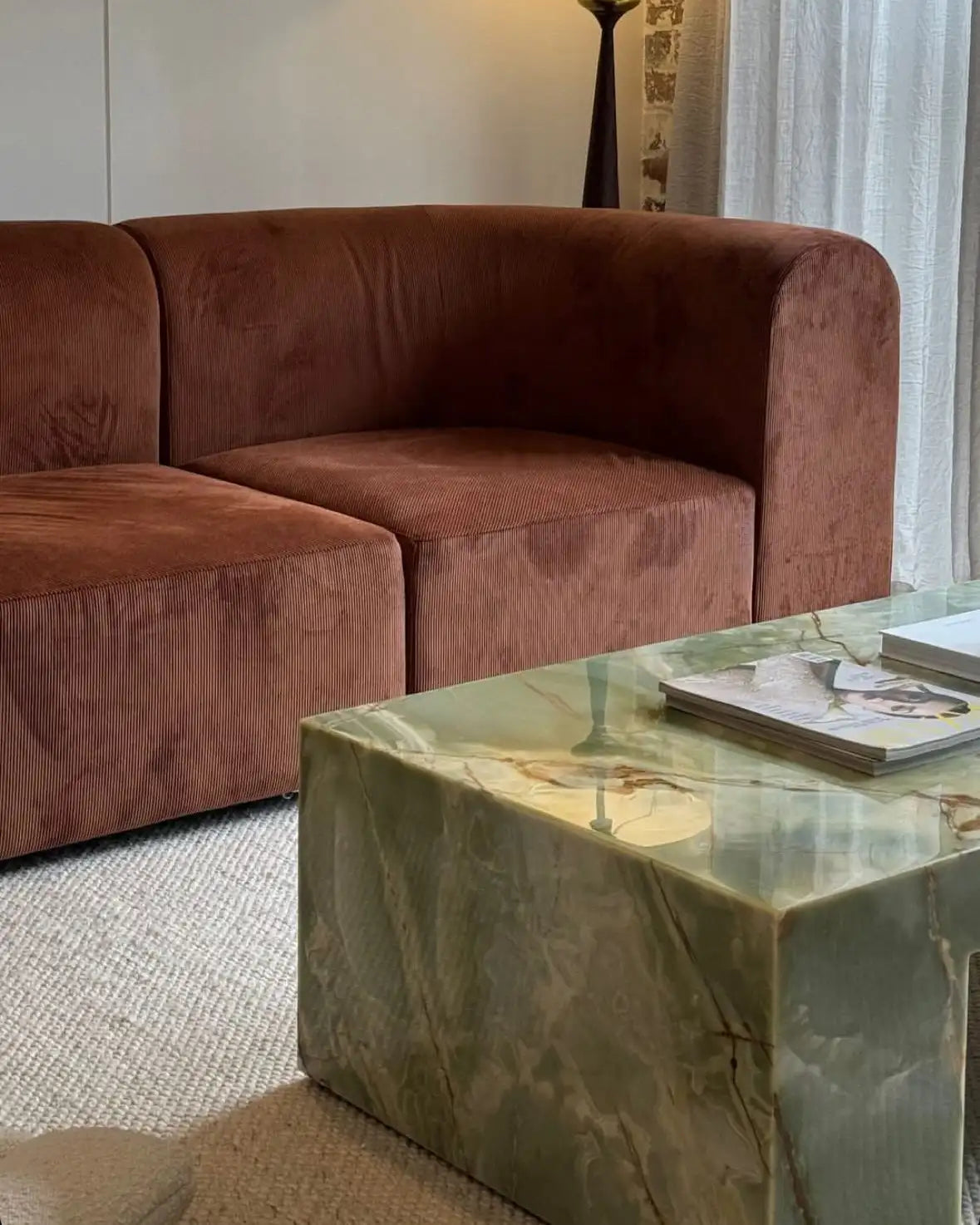 Ethereal Green Onyx Marble Coffee Table - Minimalist Monolithic Block - Architectural Natural Stone Furniture | LuxuryMarbleHome
