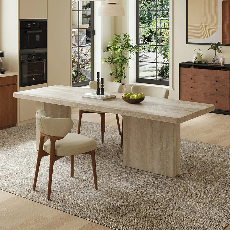 Artisan Series Travertine Sintered Stone Dining Table - Durable Architectural Design - Architectural Natural Stone Furniture | LuxuryMarbleHome