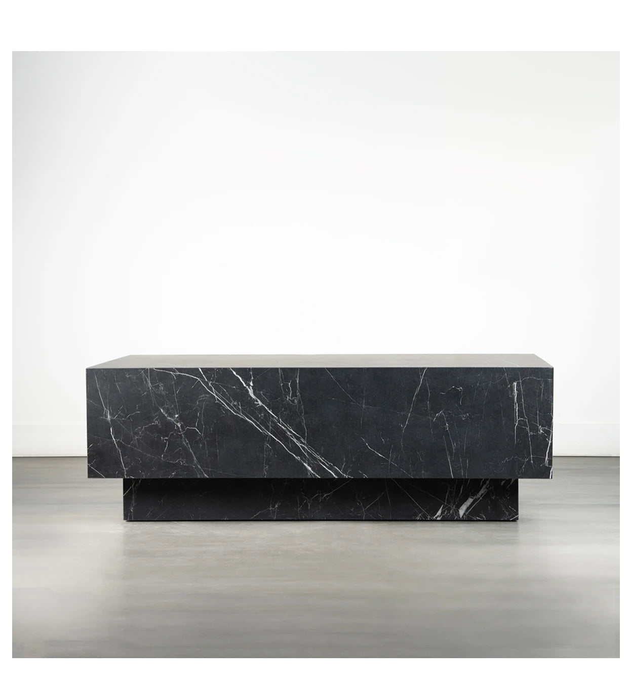 Nero Marquina Marble Cube Coffee Table - Monolithic Pedestal Design - Architectural Natural Stone Furniture | LuxuryMarbleHome