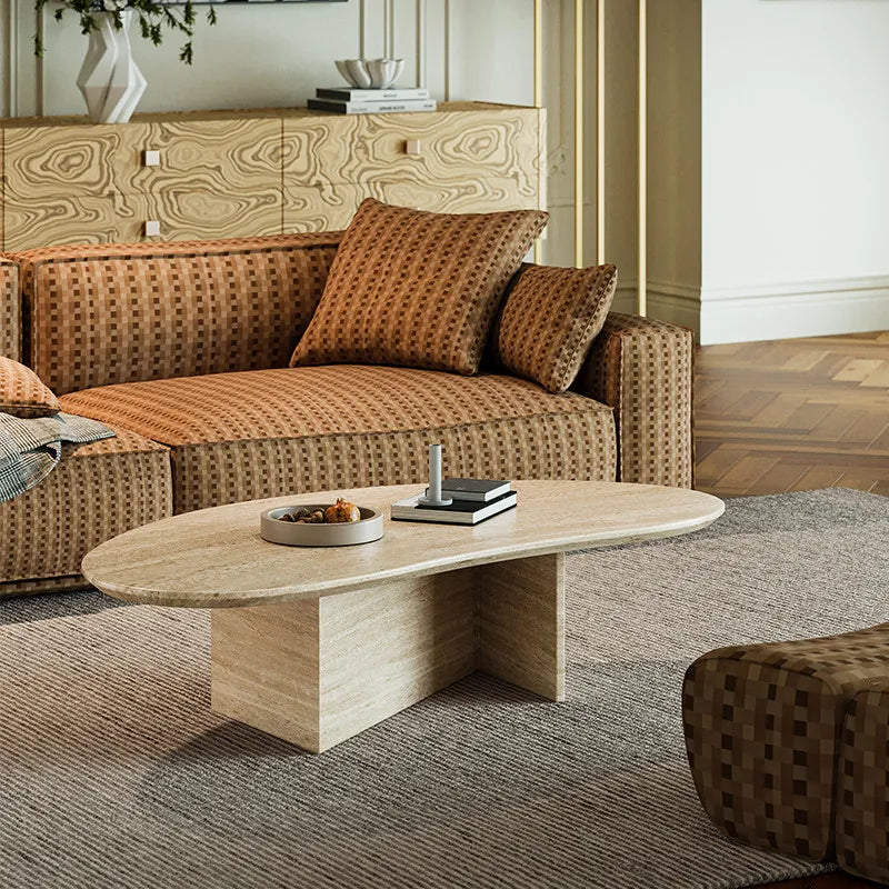 The Monolith Series: Hand-Carved Travertine Coffee Tables - Architectural Natural Stone Furniture | LuxuryMarbleHome