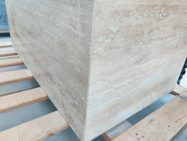 Monolithic Block Cream Travertine Coffee Table - 1600mm Rectangular - Architectural Natural Stone Furniture | LuxuryMarbleHome