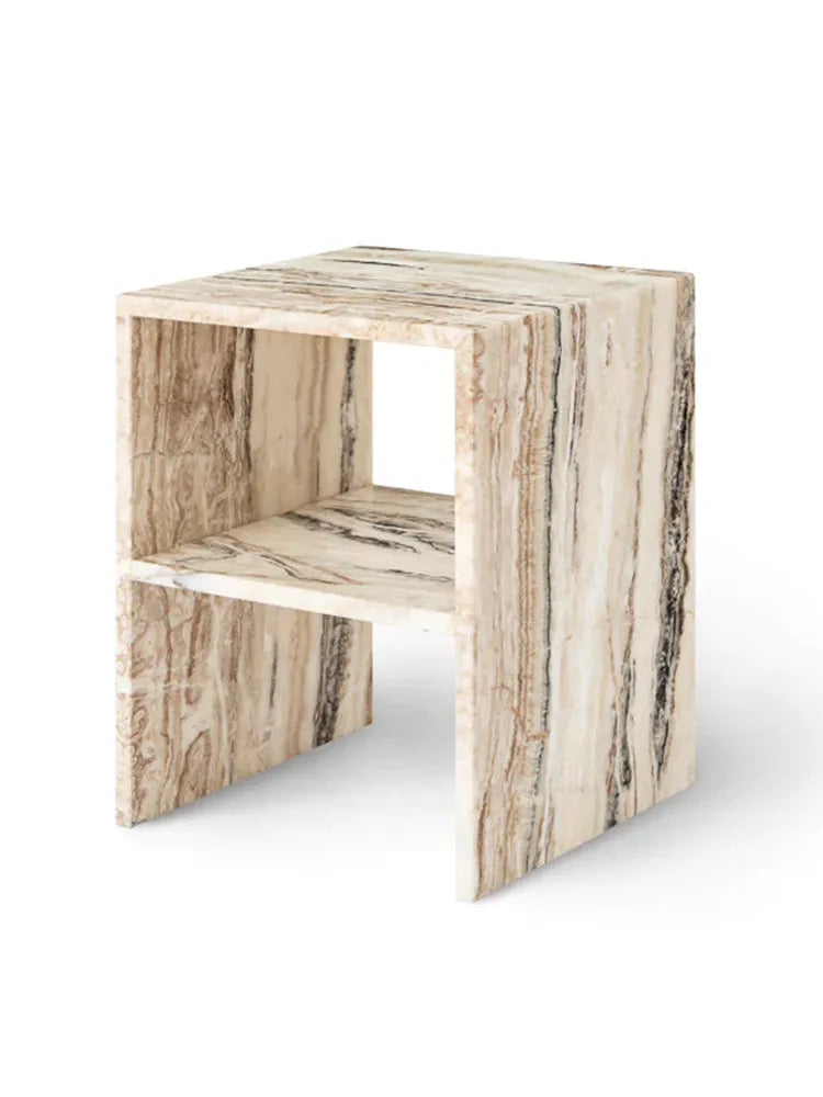 Silver Dragon Jade Marble Side Table - Plinth Monolith Pedestal - Architectural Natural Stone Furniture | LuxuryMarbleHome