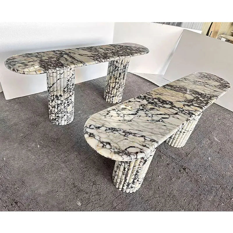 Architectural Fluted Calacatta Viola Bvlgari Marble Console Table | LuxuryMarbleHome