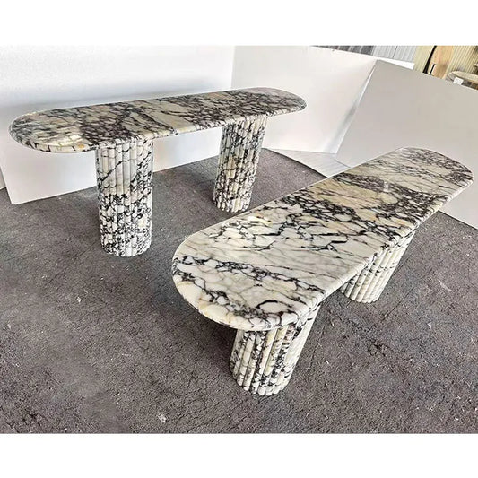 Architectural Fluted Calacatta Viola Bvlgari Marble Console Table | LuxuryMarbleHome