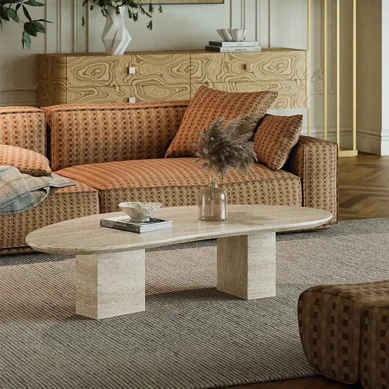 The Monolith Series: Hand-Carved Travertine Coffee Tables - Architectural Natural Stone Furniture | LuxuryMarbleHome