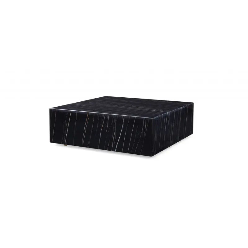 Lauren Black Gold Marble Cube Coffee Table - Monolithic Block Design - Architectural Natural Stone Furniture | LuxuryMarbleHome