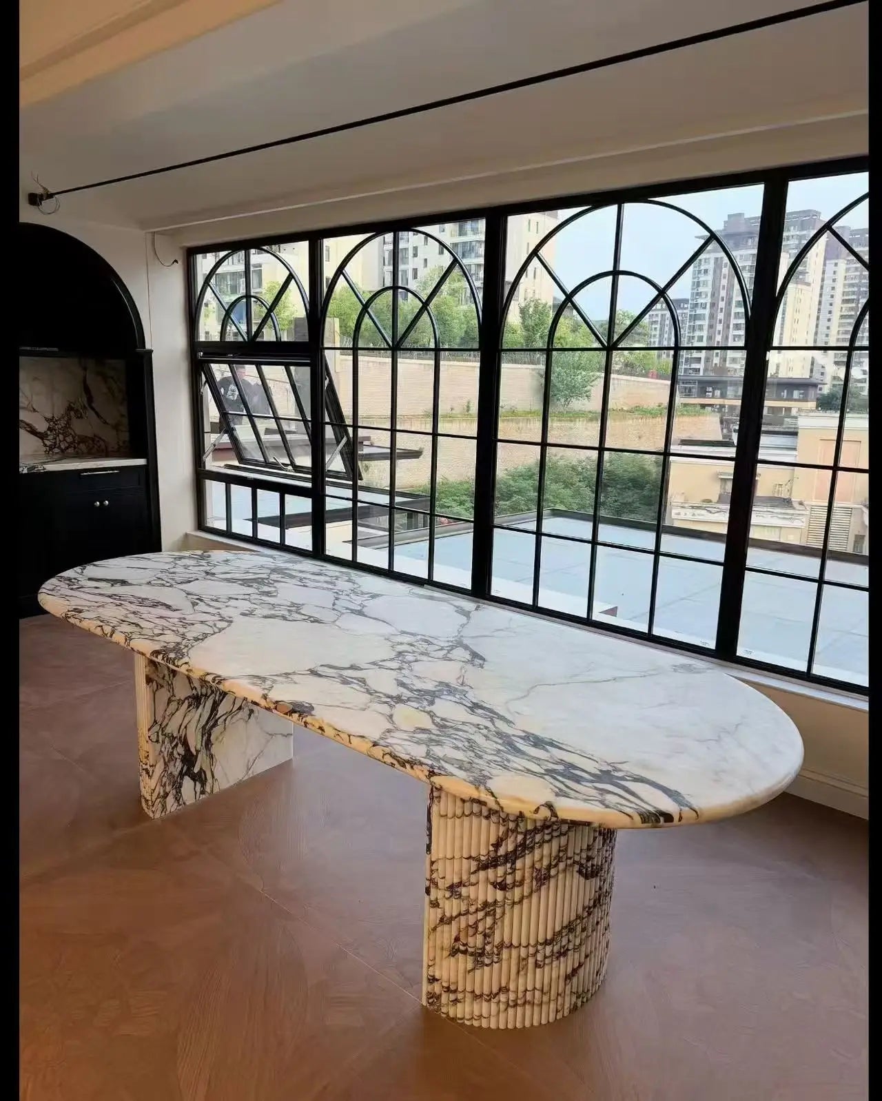 Grand Scale Perspective of 240cm Calacatta Viola Dining Table | LuxuryMarbleHome