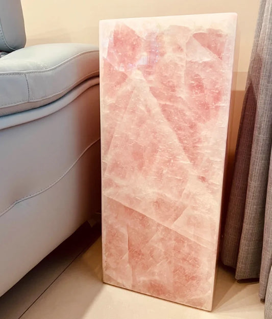 Modern Luxury Monolithic Side Table in Natural Pink Jade Marble | LuxuryMarbleHome