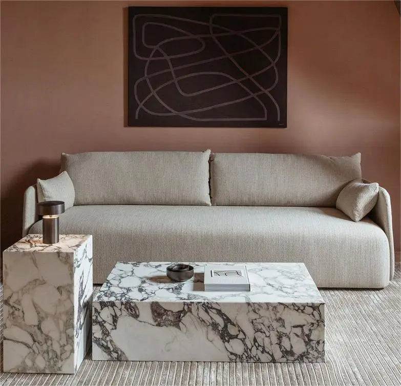 Calacatta Viola Marble Plinth Coffee Table - Monolithic Block Series - Architectural Natural Stone Furniture | LuxuryMarbleHome