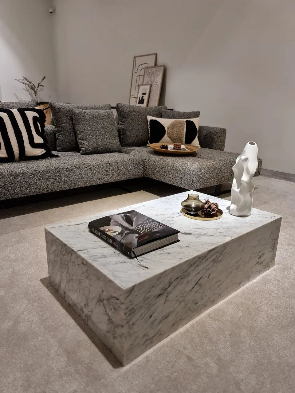 Minimalist Marble Cube Coffee Table - Monolithic Block Design - Architectural Natural Stone Furniture | LuxuryMarbleHome
