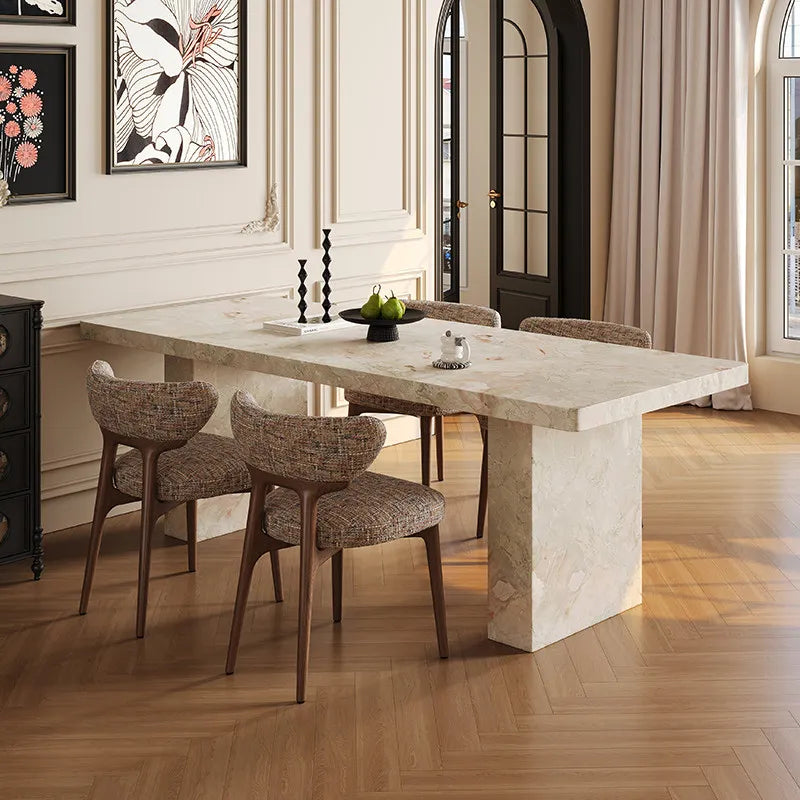 Monet Garden Series French Travertine Sintered Stone Dining Table - Romantic Architectural Elegance - Architectural Natural Stone Furniture | LuxuryMarbleHome