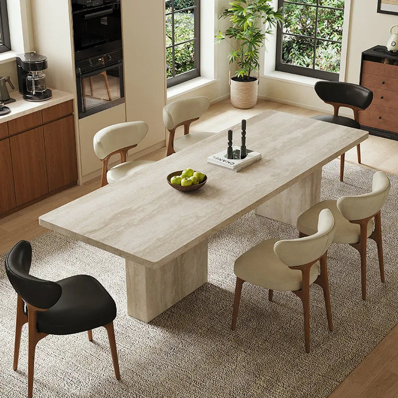 Artisan Series Travertine Sintered Stone Dining Table - Durable Architectural Design - Architectural Natural Stone Furniture | LuxuryMarbleHome