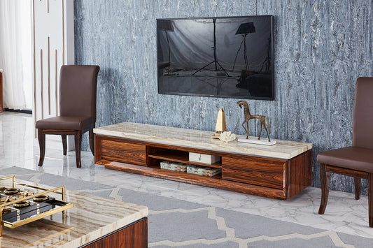 LuxuryMarbleHome | Modern Minimalist Stone TV Stand (240cm) | Solid Monolith Console | 1