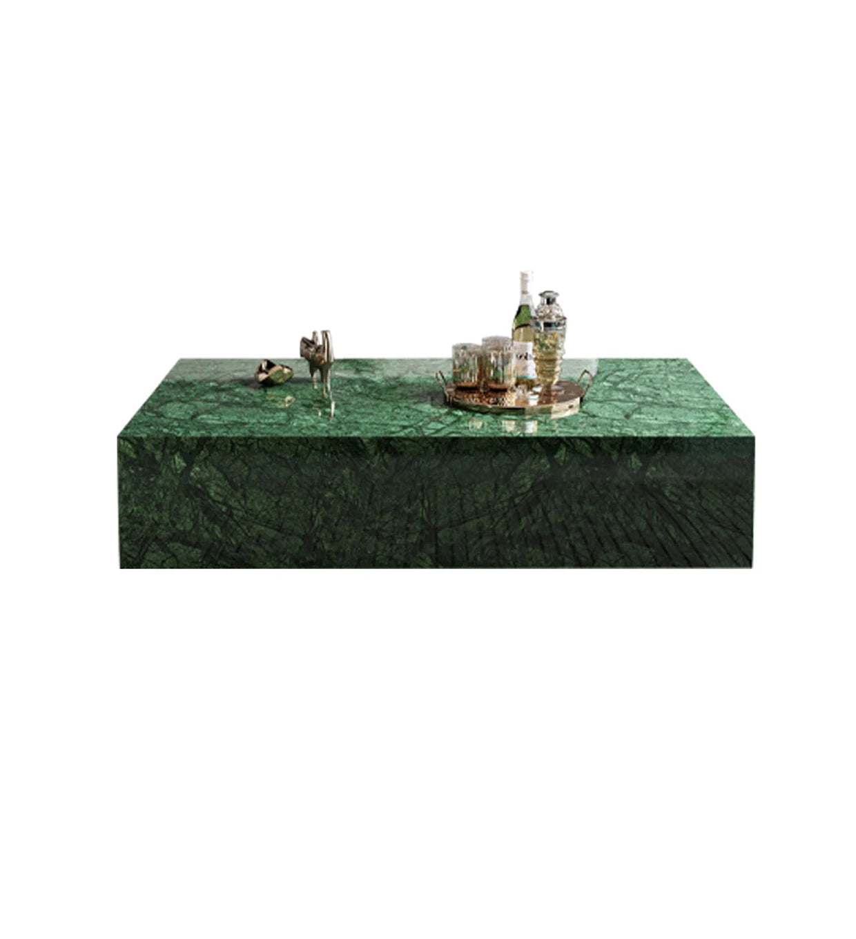 Verde Guatemala Green Marble Cube Coffee Table - Monolithic Block Design - Architectural Natural Stone Furniture | LuxuryMarbleHome