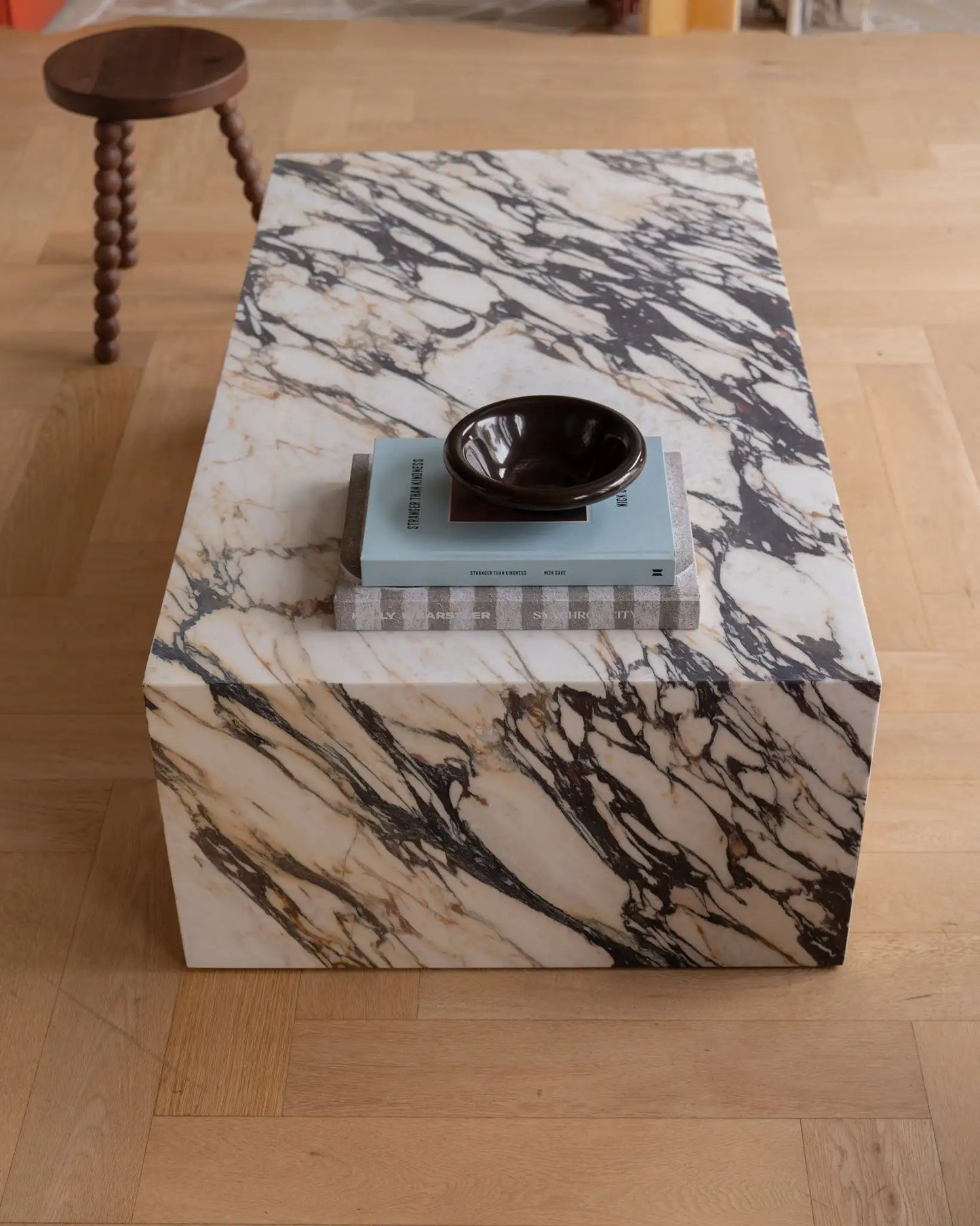 Calacatta Viola Marble Coffee Table - Monolithic Bridge Design - Architectural Natural Stone Furniture | LuxuryMarbleHome