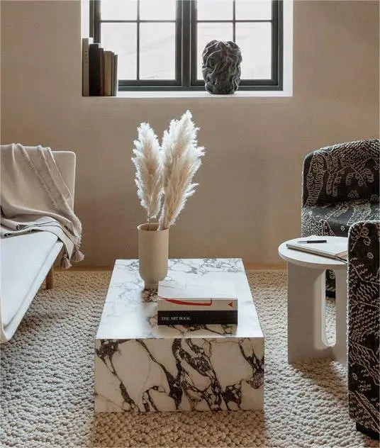 Calacatta Viola Marble Plinth Coffee Table - Monolithic Block Series - Architectural Natural Stone Furniture | LuxuryMarbleHome