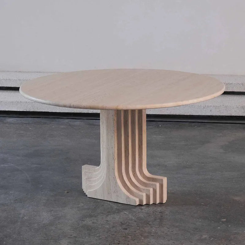 Classic Artisan Travertine Dining Table Collection - Oval, Round & Twin-Pillar Designs - Architectural Natural Stone Furniture | LuxuryMarbleHome