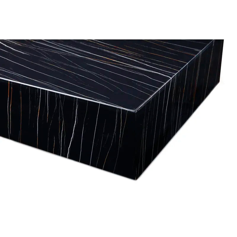 Lauren Black Gold Marble Cube Coffee Table - Monolithic Block Design - Architectural Natural Stone Furniture | LuxuryMarbleHome