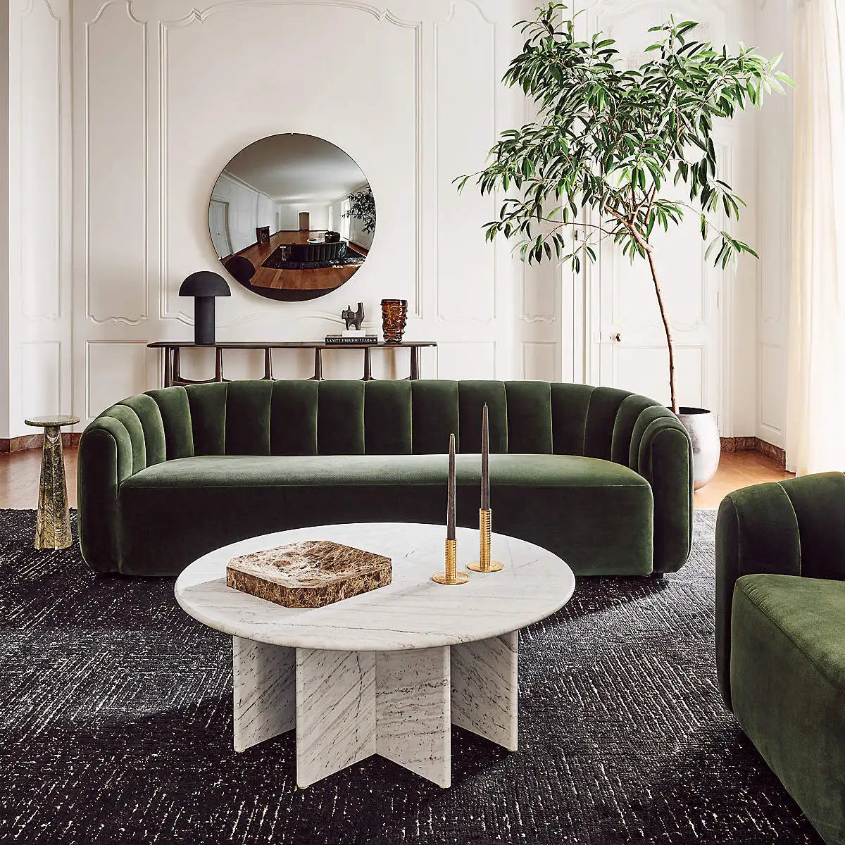 Antique Circular Marble Coffee Table - Cross-Pedestal Architectural Design - Architectural Natural Stone Furniture | LuxuryMarbleHome