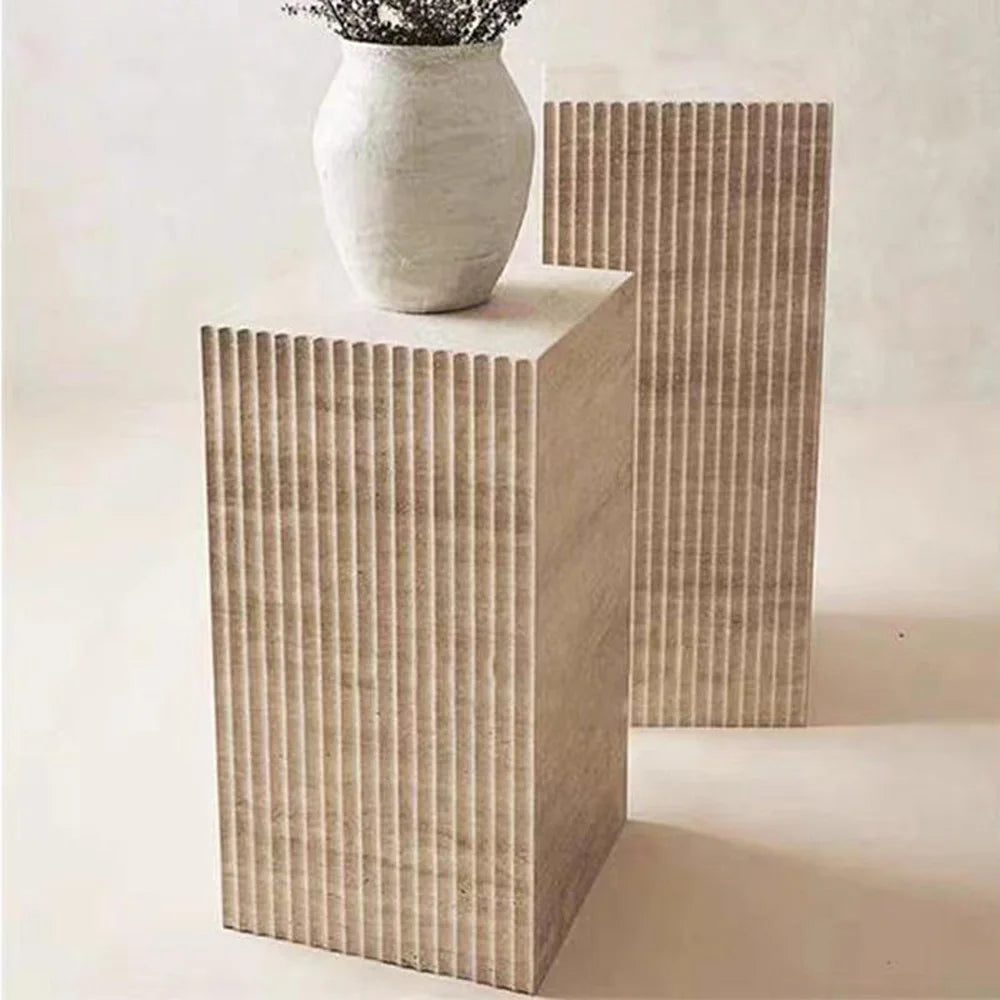 Multi-angle view of Architectural Ribbed Stone Pedestals | LuxuryMarbleHome
