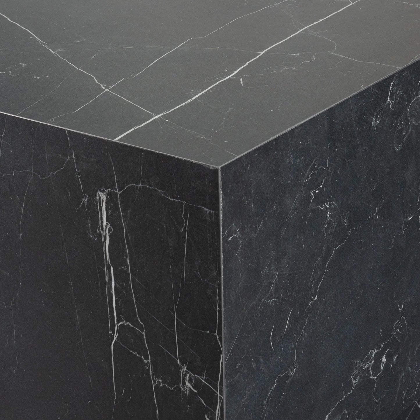 Nero Marquina Marble Cube Coffee Table - Monolithic Pedestal Design - Architectural Natural Stone Furniture | LuxuryMarbleHome