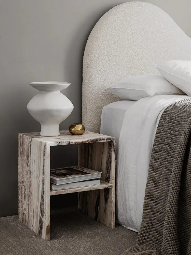 Silver Dragon Jade Marble Side Table - Plinth Monolith Pedestal - Architectural Natural Stone Furniture | LuxuryMarbleHome