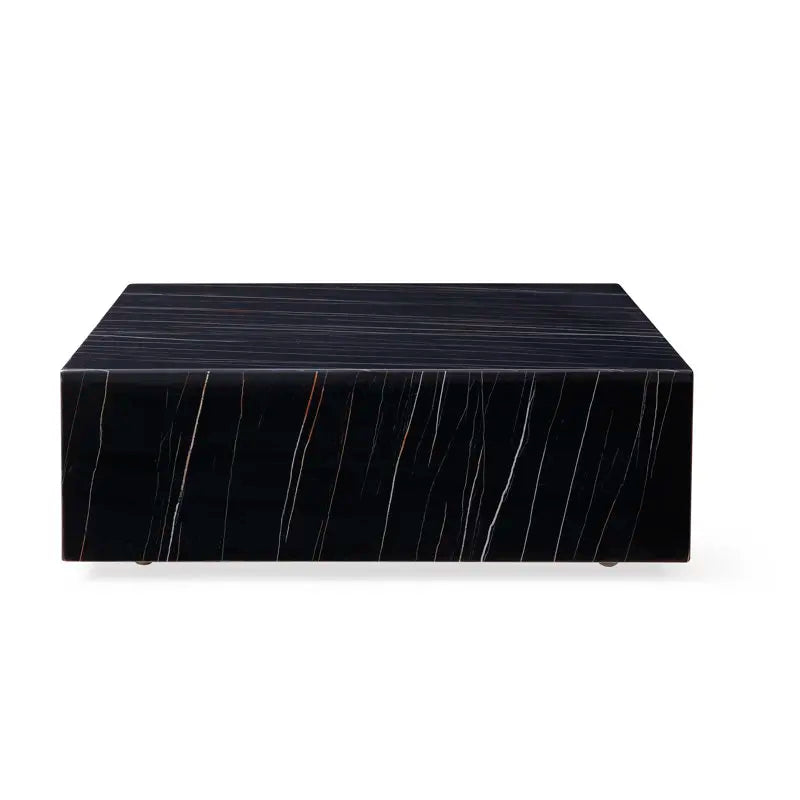 Lauren Black Gold Marble Cube Coffee Table - Monolithic Block Design - Architectural Natural Stone Furniture | LuxuryMarbleHome