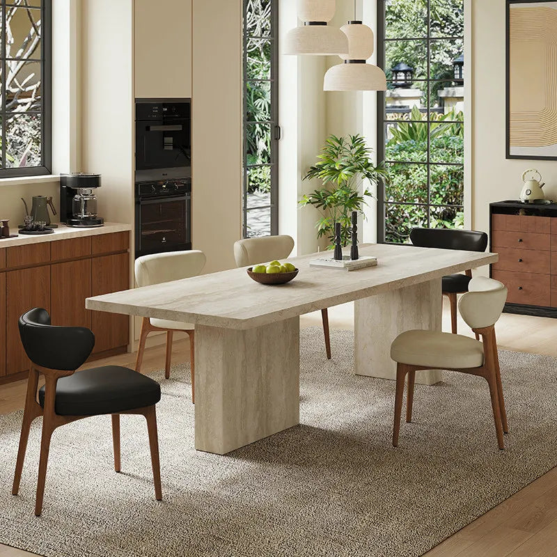Artisan Series Travertine Sintered Stone Dining Table - Durable Architectural Design - Architectural Natural Stone Furniture | LuxuryMarbleHome