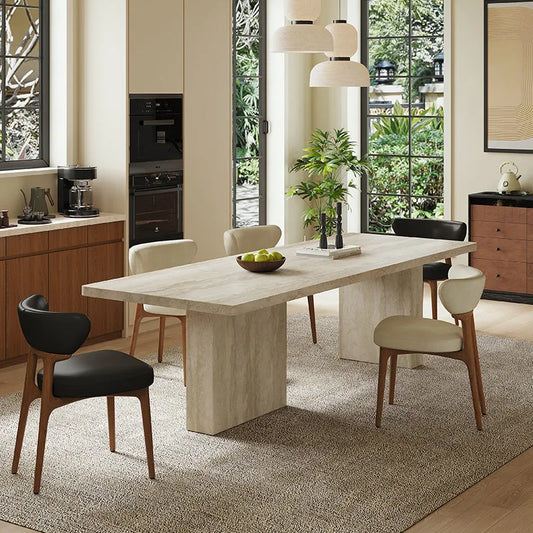 Artisan Series Travertine Sintered Stone Dining Table - Durable Architectural Design - Architectural Natural Stone Furniture | LuxuryMarbleHome