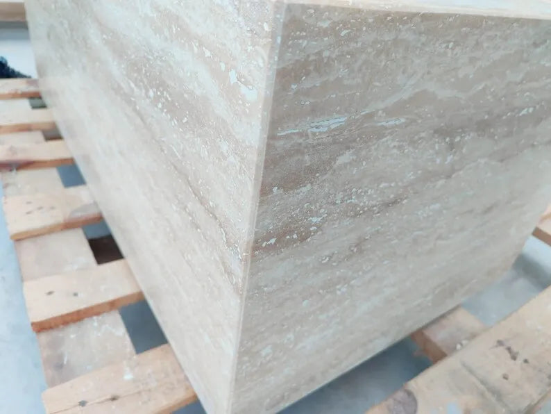 Monolithic Block Cream Travertine Coffee Table - 1600mm Rectangular - Architectural Natural Stone Furniture | LuxuryMarbleHome