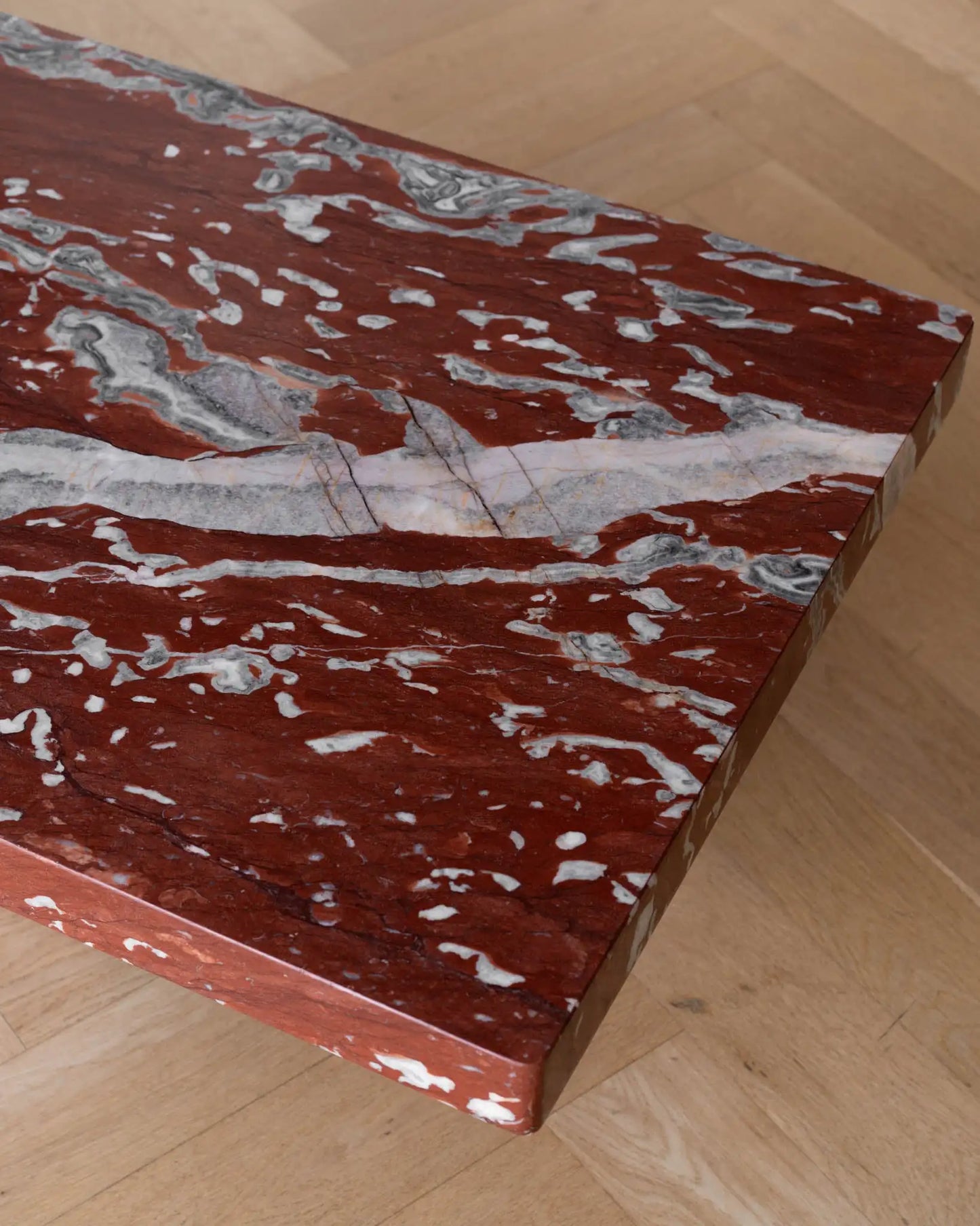 Rosso Francia Red Marble Coffee Table - Monolithic Pedestal Design - Architectural Natural Stone Furniture | LuxuryMarbleHome