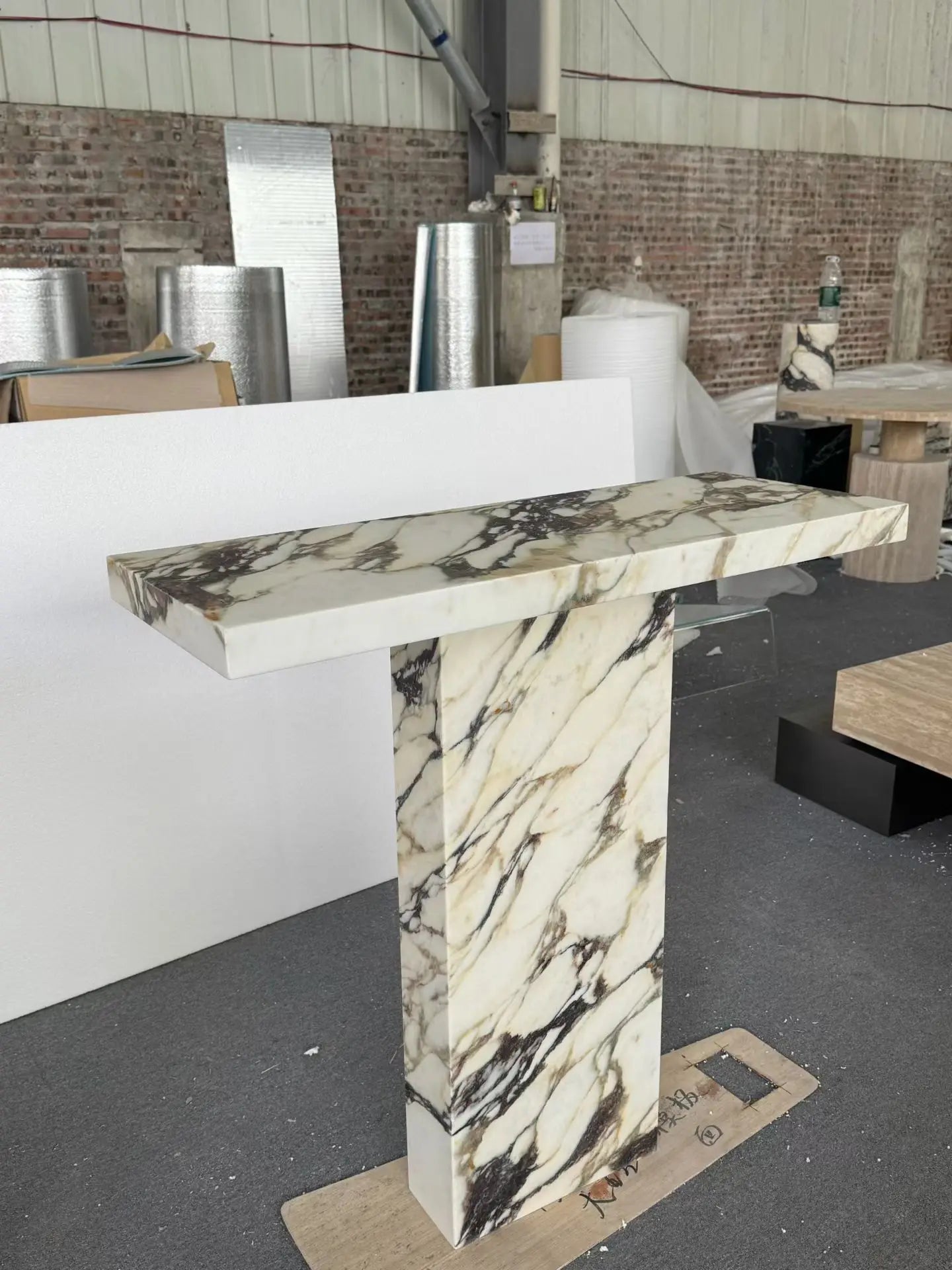 Angled Perspective: Slim Depth Architectural Stone Console | LuxuryMarbleHome